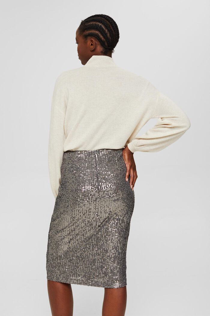 Sequinned midi skirt, GUNMETAL, detail image number 3