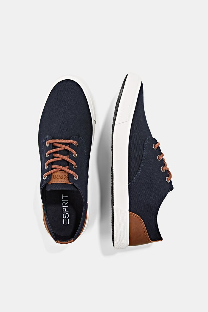 Canvas trainers with faux leather elements, NAVY, detail image number 1