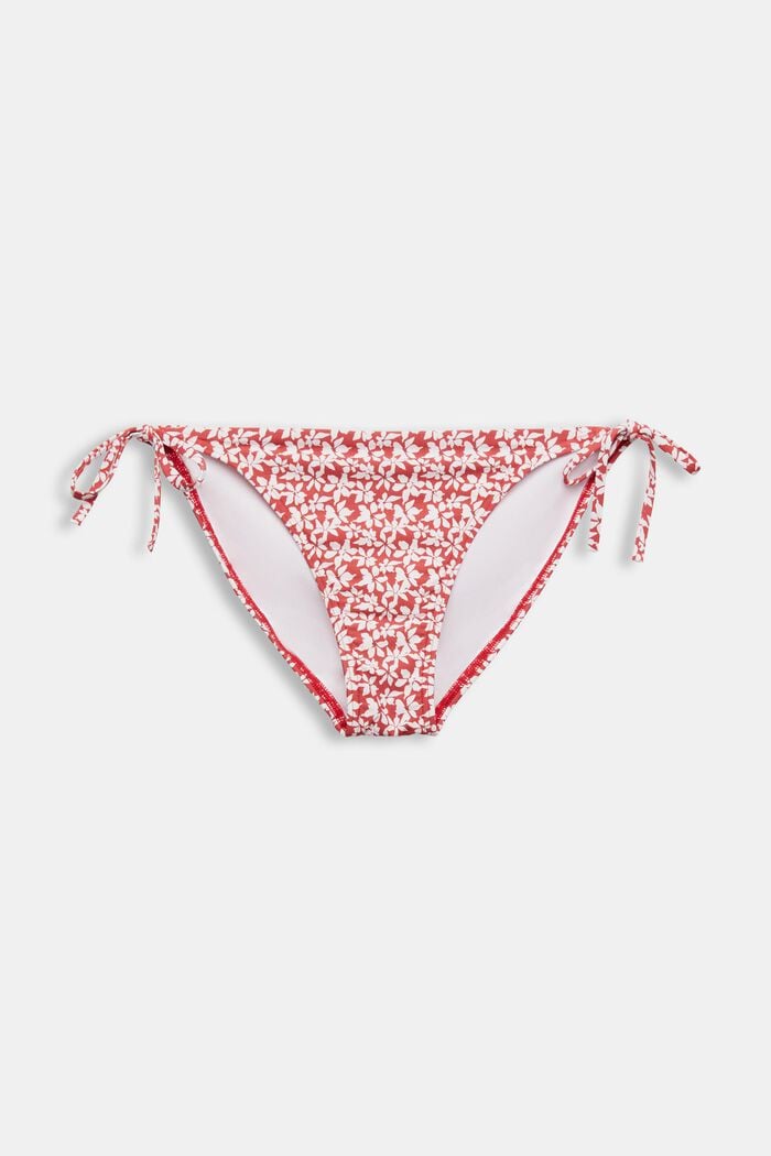 Printed Side-Tie Bikini Bottoms, DARK RED, detail image number 3