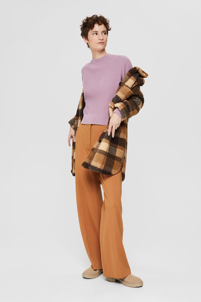 Rib knit jumper with balloon sleeves, VIOLET, detail image number 1