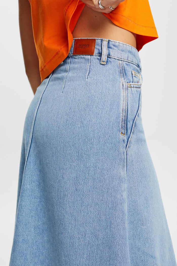 Jeans midi skirt, cotton blend, BLUE MEDIUM WASHED, detail image number 4