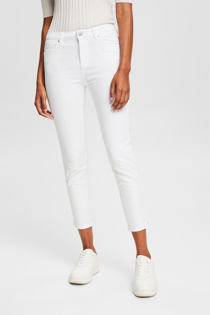 Stretch cotton trousers, WHITE, detail image number 0
