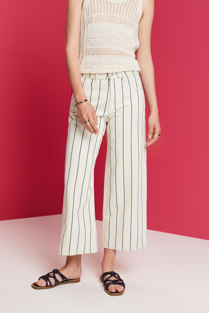Striped high-rise culotte, 100% cotton, ICE, detail image number 0