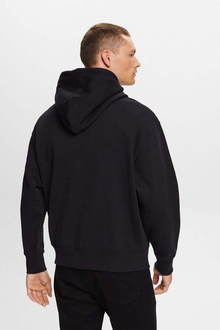 Sweatshirt hoodie with logo stitching, BLACK, detail image number 3