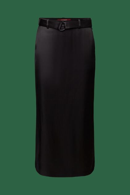 Satin Belted Maxi Skirt