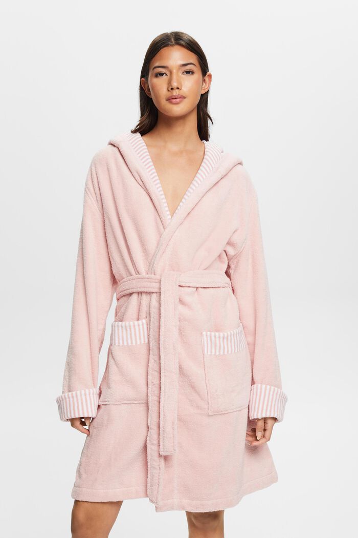 Terry cloth bathrobe with striped lining, ROSE, detail image number 2