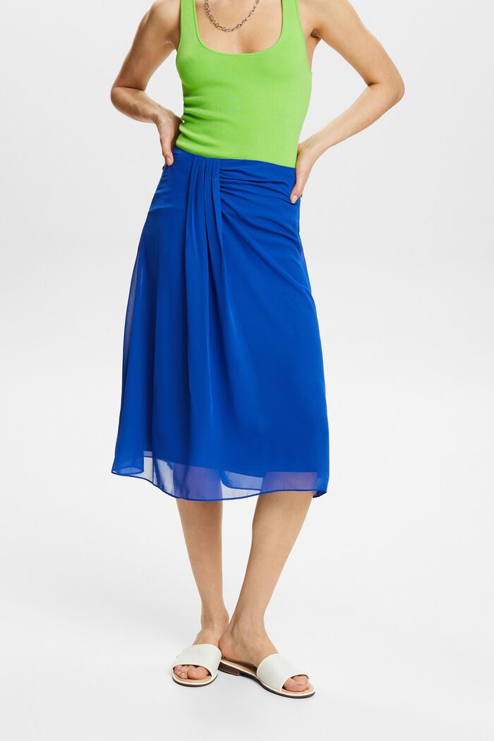 Chiffon Midi Skirt, BRIGHT BLUE, detail image number 0