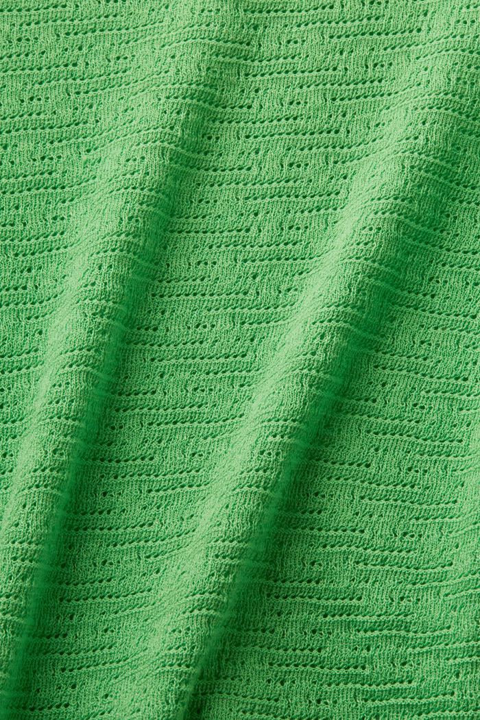 Pointelle Short-Sleeve Sweater, CITRUS GREEN, detail image number 4