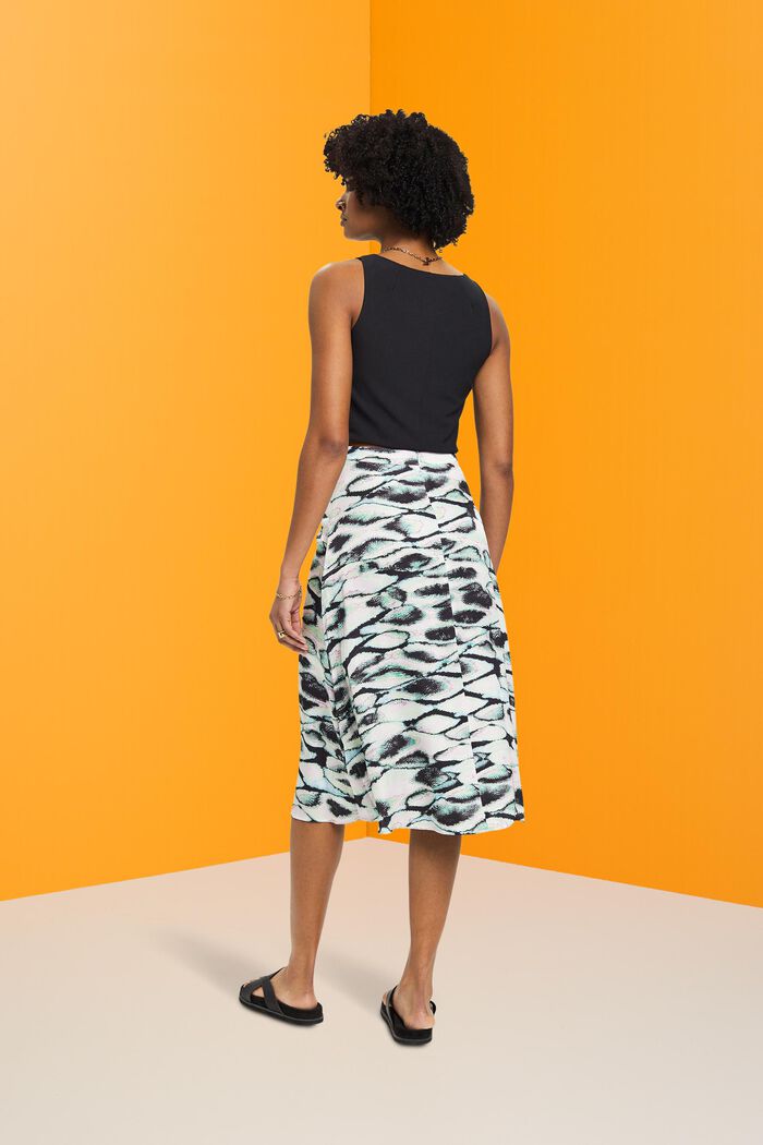 Satin skirt with all-over print, EMERALD GREEN, detail image number 3