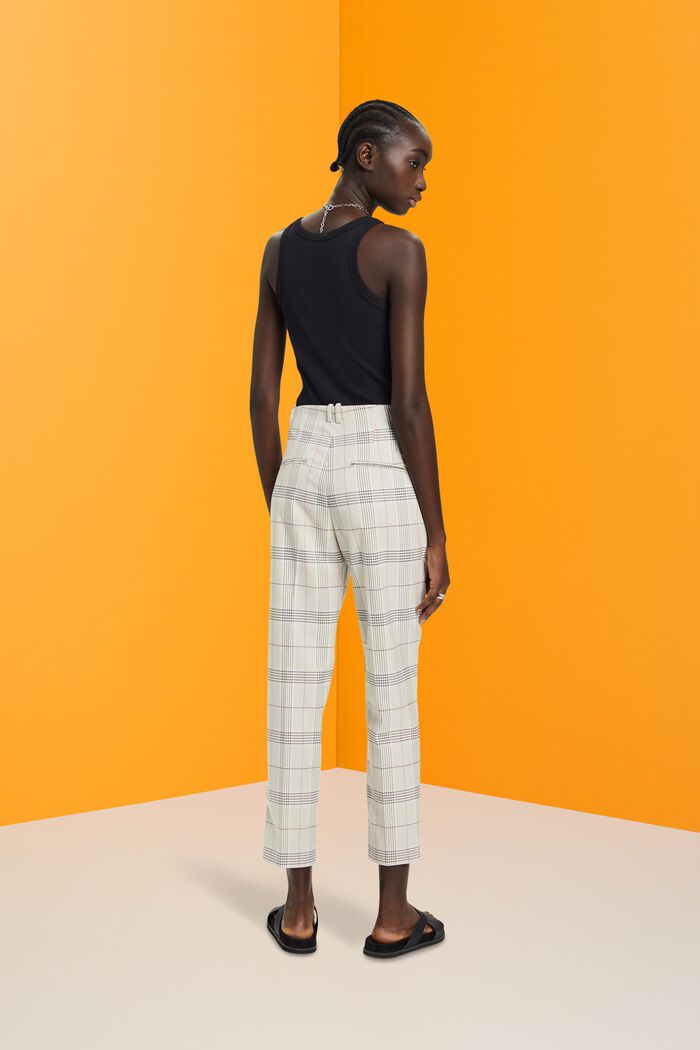 Chequered cropped trousers, LIGHT TAUPE, detail image number 3