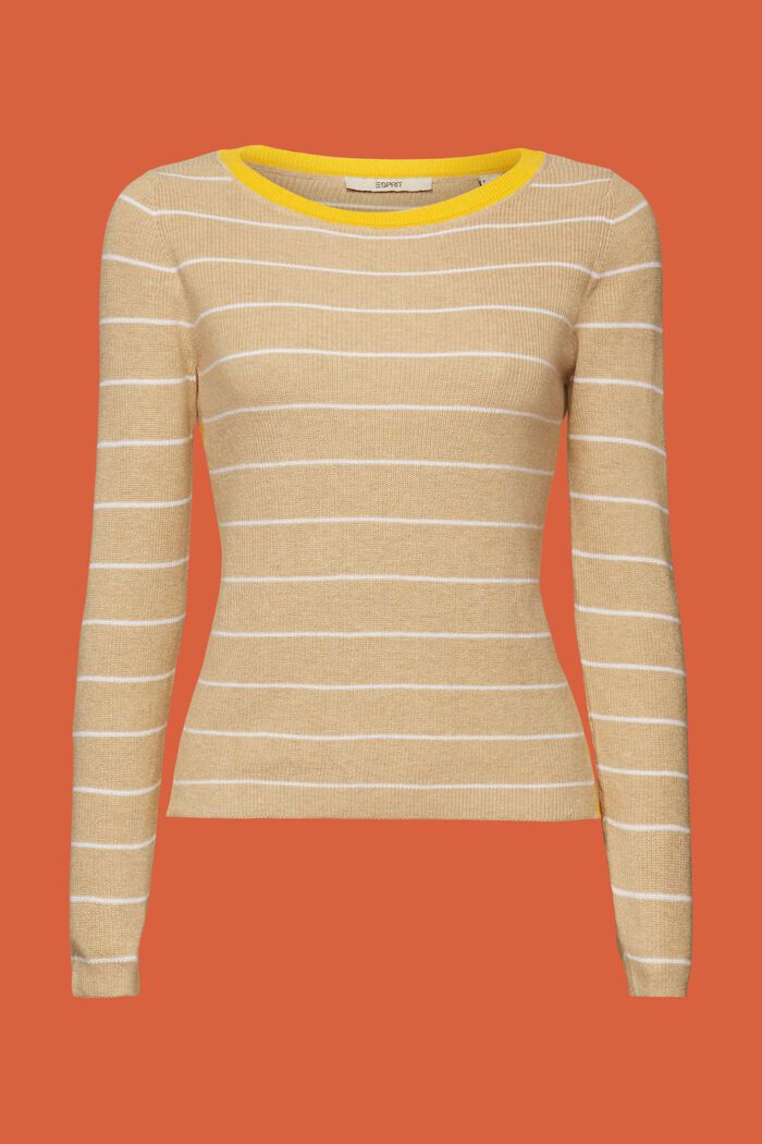 Striped knitted cotton jumper, SAND, detail image number 5