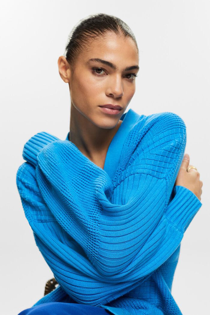 Structured Knit Cardigan, BLUE, detail image number 4
