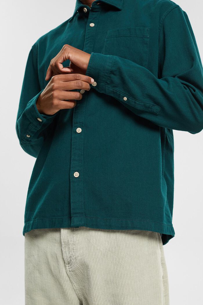 Solid twill shirt, DARK TEAL GREEN, detail image number 2