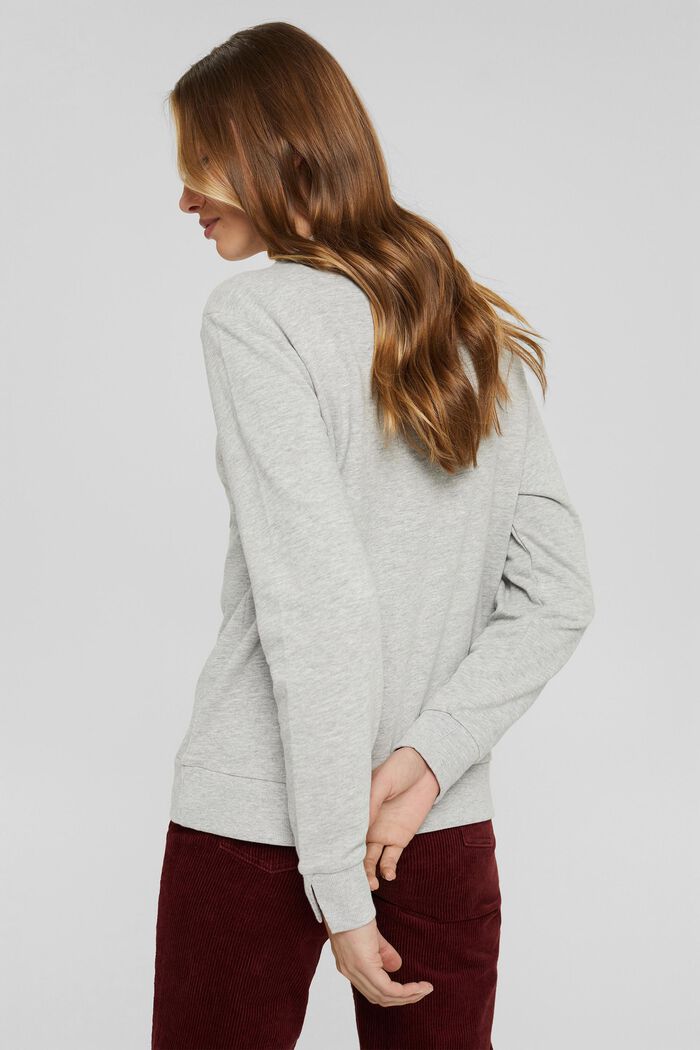 Sweatshirt with frills, organic cotton blend, LIGHT GREY, detail image number 3