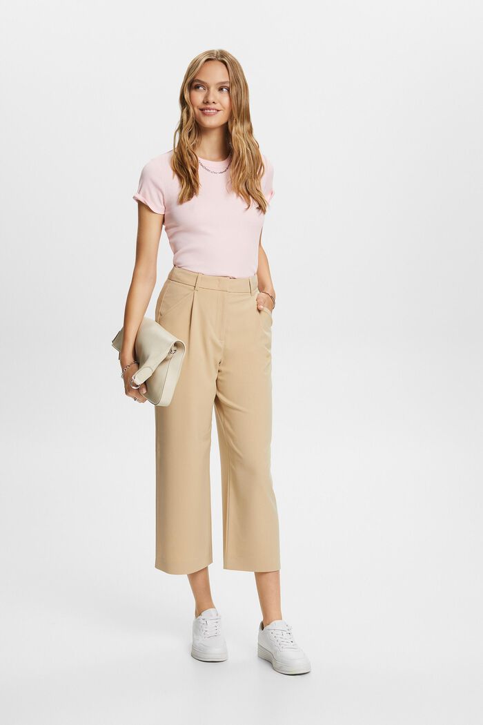 High-rise culottes with waist pleats, SAND, detail image number 1
