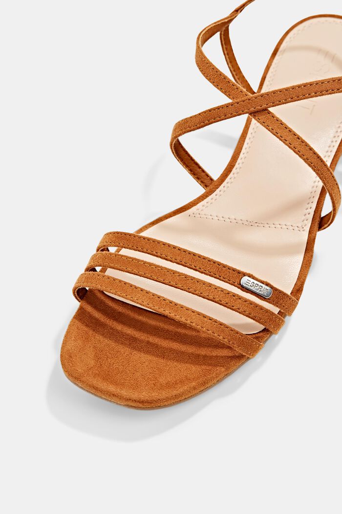 Strappy sandals in faux suede, CARAMEL, detail image number 3