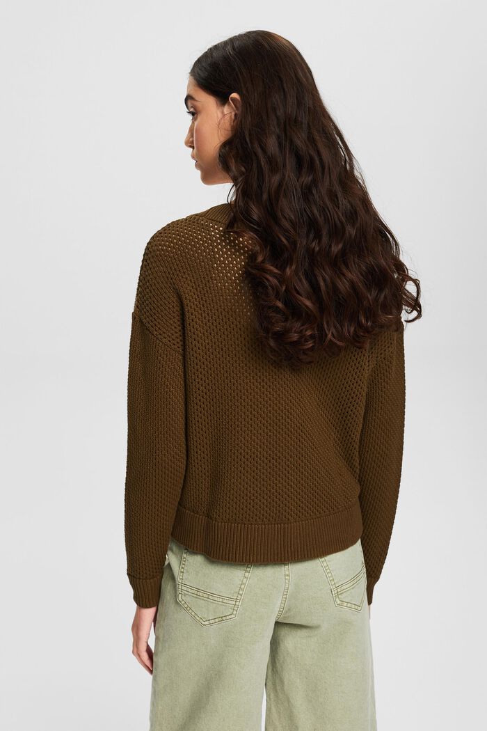 Chunky knit jumper with a V-neckline, KHAKI GREEN, detail image number 3