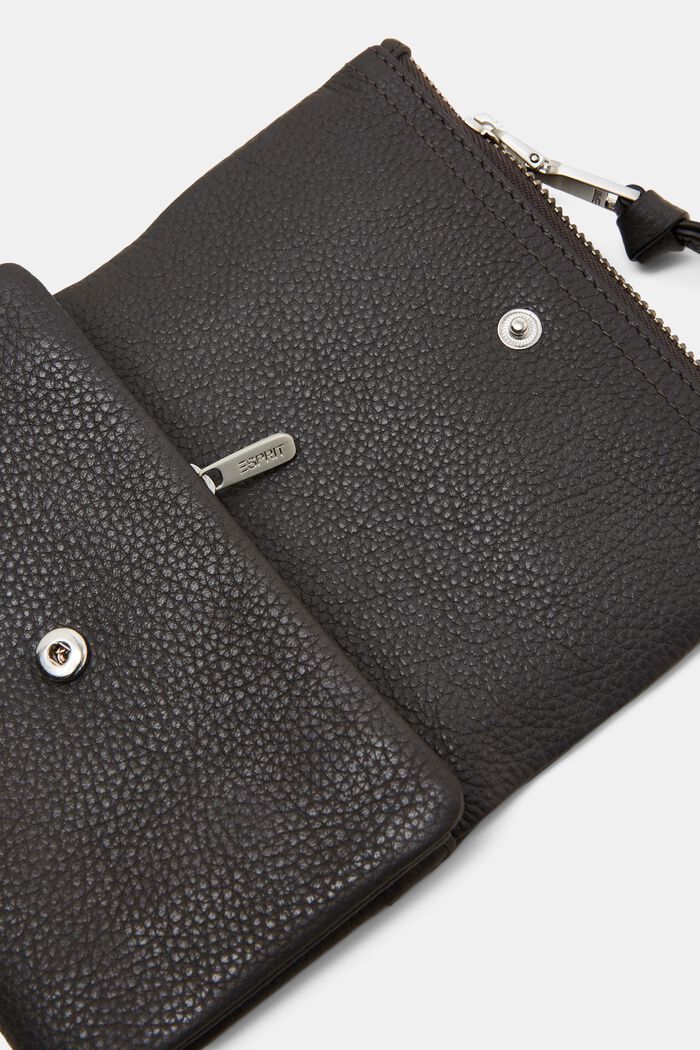 Fold-Over Leather Wallet, DARK GREY, detail image number 1