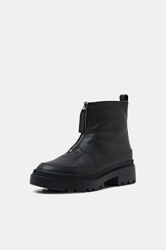 Faux Leather Zip-Up Boots, BLACK, detail image number 2