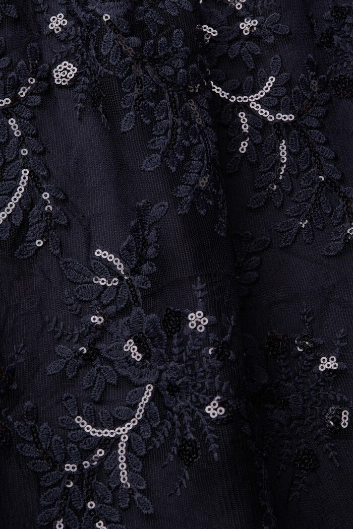 Midi skirt with embroidered flowers, NAVY, detail image number 5