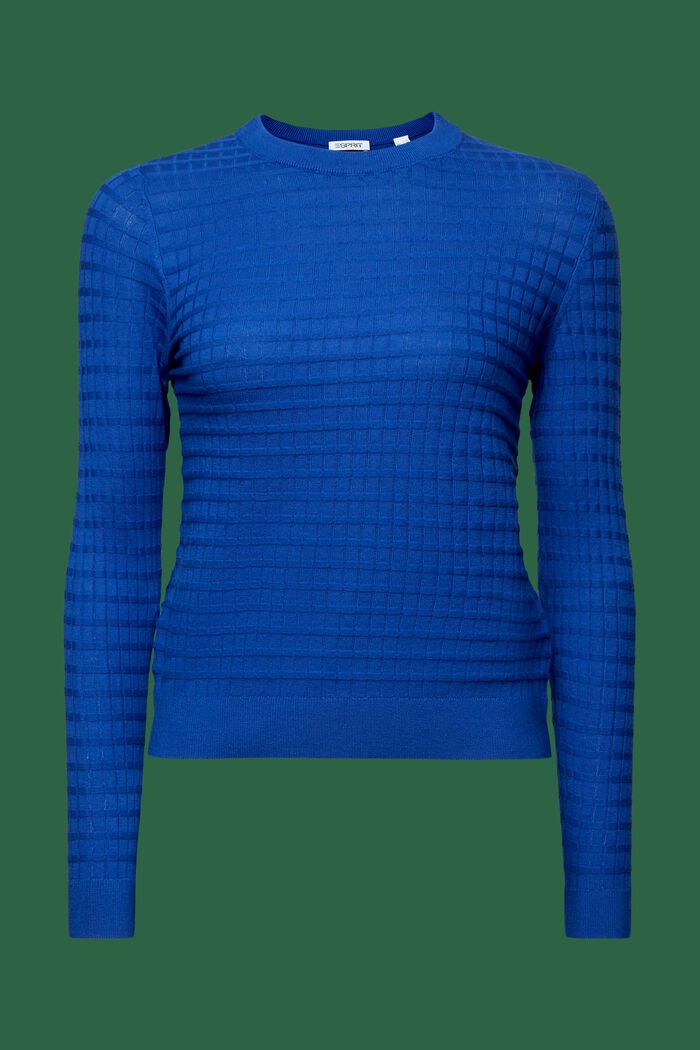 Structured Knit Sweater, BRIGHT BLUE, detail image number 6
