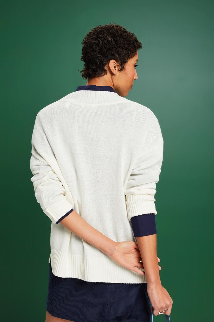 V-Neck Wool-Cashmere Blend Sweater, ICE, detail image number 2