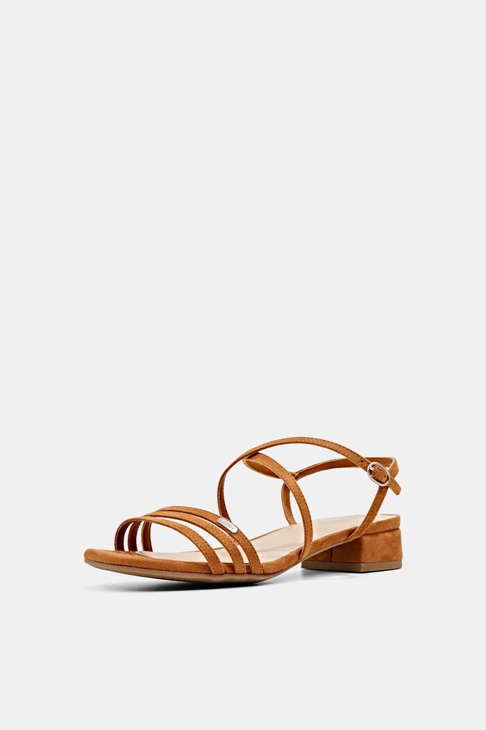 Strappy sandals in faux suede, CARAMEL, detail image number 2