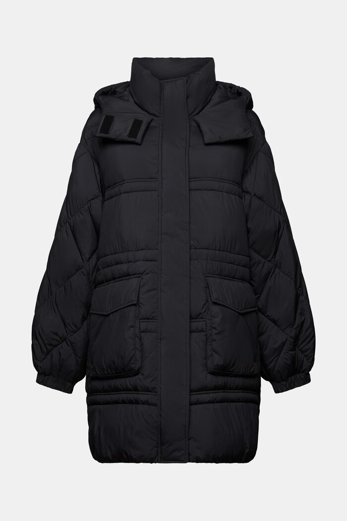 Recycled: quilted coat with hood, BLACK, detail image number 5