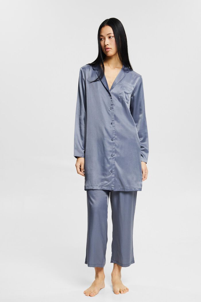 Satin nightshirt containing LENZING™ ECOVERO™, GREY BLUE, detail image number 0