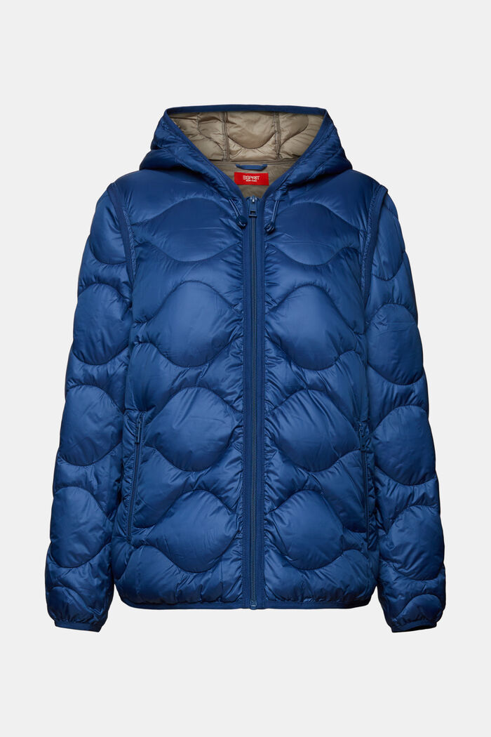 Recycled: quilted and hooded transformer jacket, GREY BLUE, detail image number 7