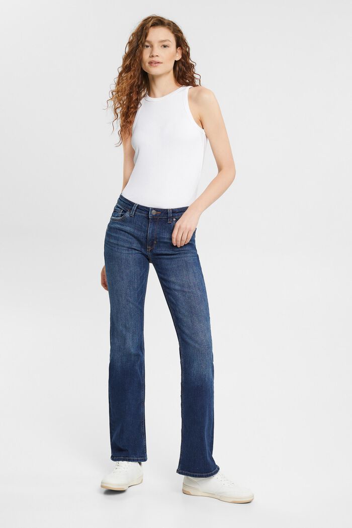 Super stretch jeans with organic cotton, BLUE DARK WASHED, detail image number 5