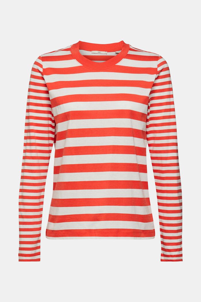 Striped long-sleeved top, RED, detail image number 2