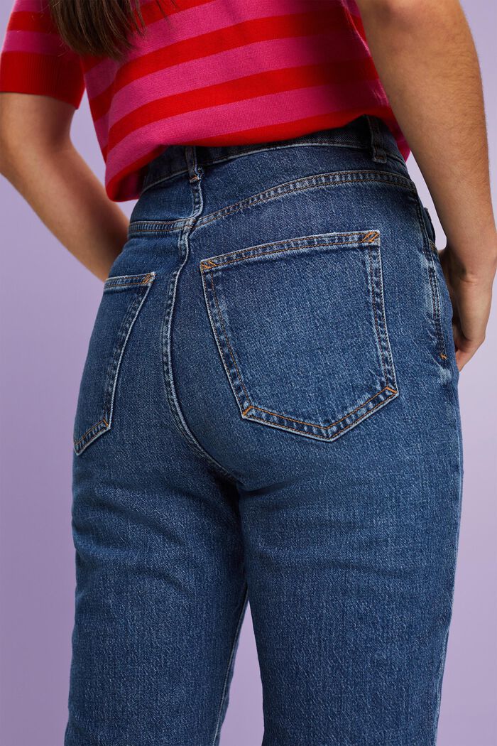 Super high-rise jeans with frayed hem, BLUE DARK WASHED, detail image number 3