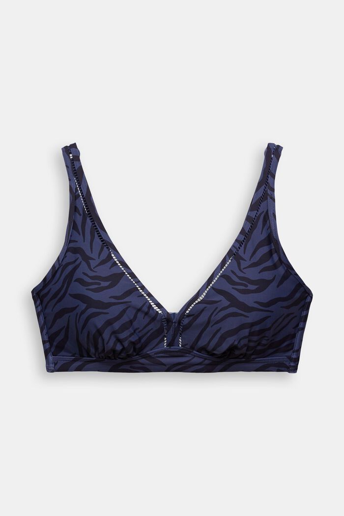 Made of recycled material: larger cup top with an animal print, NAVY, overview