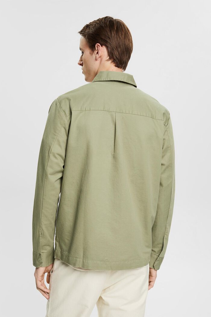 Shirt jacket made of blended organic cotton, LIGHT KHAKI, detail image number 3