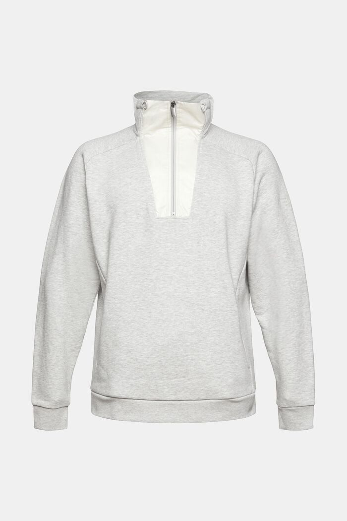 Made of recycled material: Zip-neck sweatshirt with a logo trim, LIGHT GREY, detail image number 8