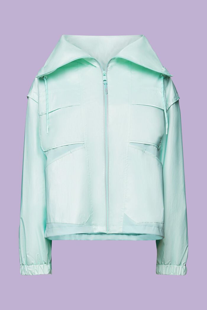Stand-Up Collar Water-Resistant Jacket, LIGHT AQUA GREEN, detail image number 5
