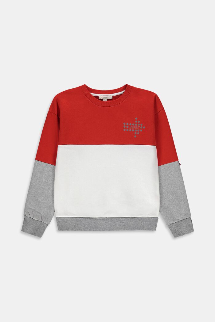 Sweatshirt with a reflective print, RED, overview