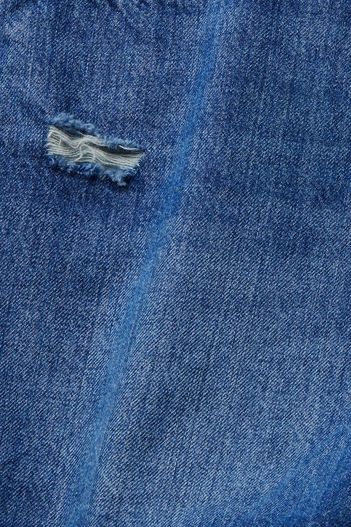 Vintage-style denim shorts, 100% cotton, BLUE DARK WASHED, detail image number 6