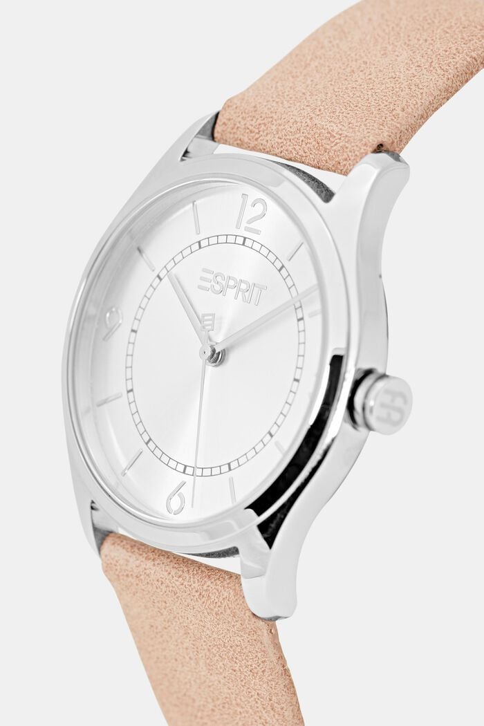 Vegan: watch with a faux leather strap, PINK, detail image number 1