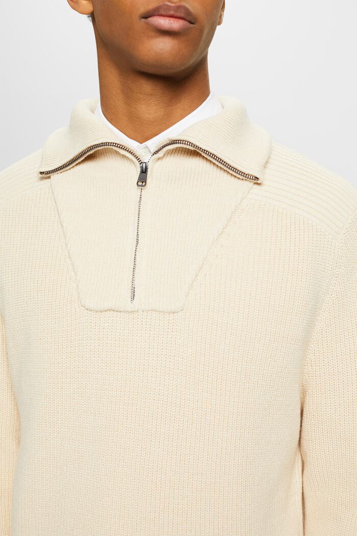 Half-zip knitted jumper, LIGHT TAUPE, detail image number 2