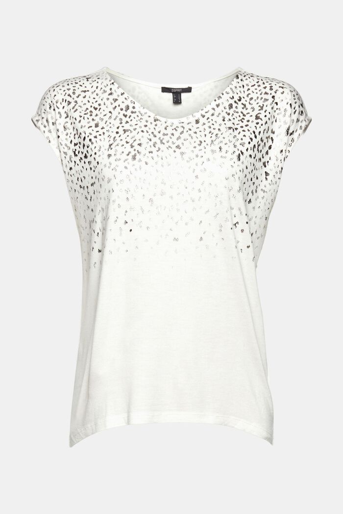 Top with a glitter print, LENZING™ ECOVERO™, OFF WHITE, detail image number 6