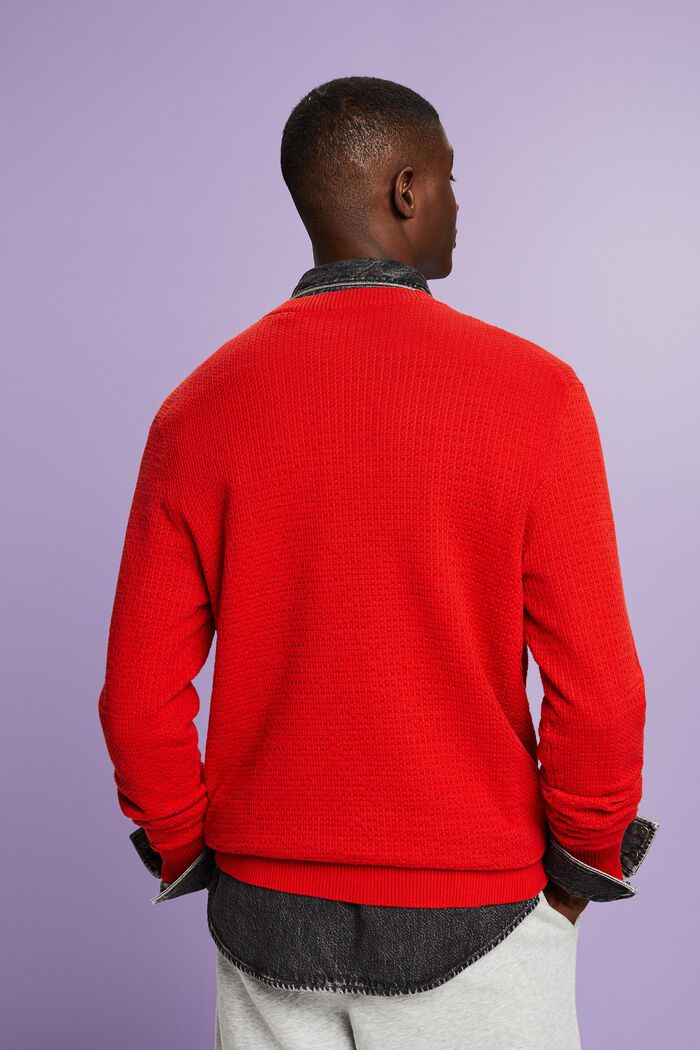 Structured Round Neck Sweater, RED, detail image number 2