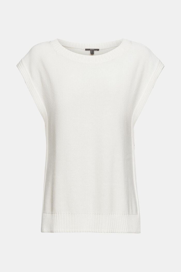 With TENCEL™: knitted sleeveless jumper , OFF WHITE, overview
