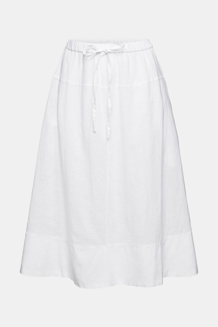 Midi skirt made of blended linen, WHITE, detail image number 6