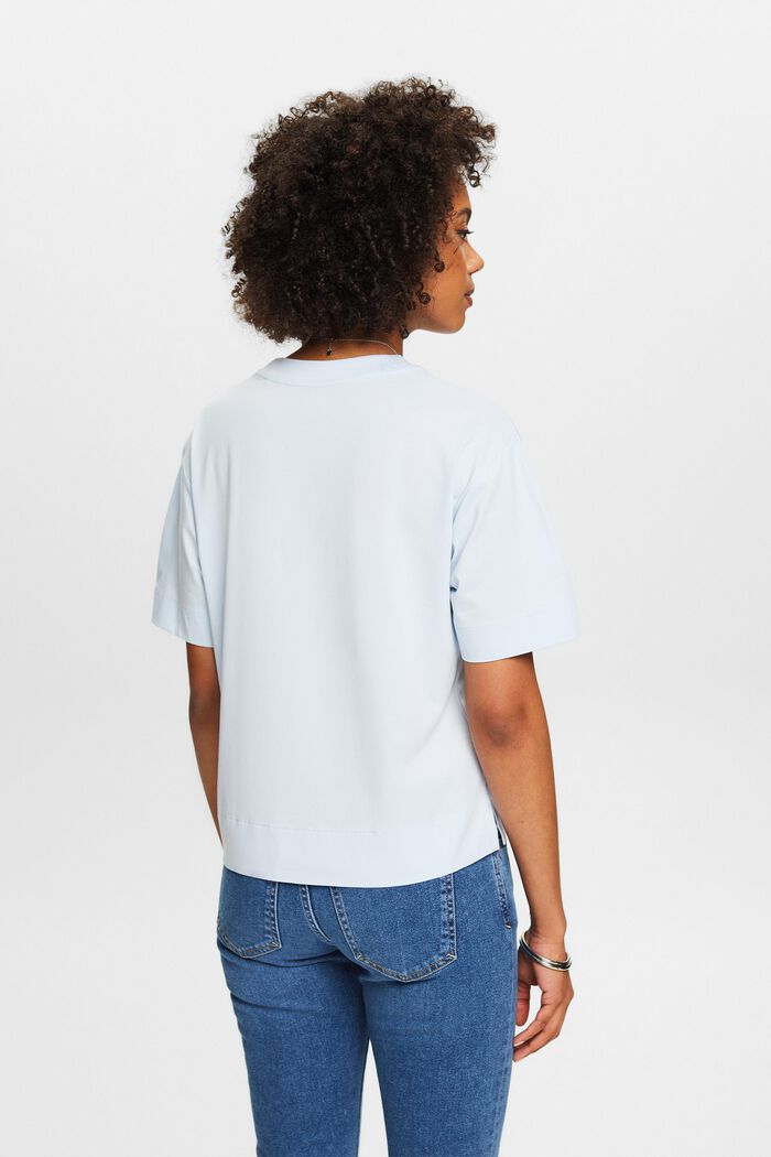 Pima Cotton Crewneck T-Shirt, PASTEL BLUE, detail image number 2