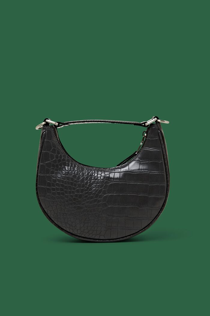 Faux Leather Crescent Bag, DARK GREY, detail image number 0