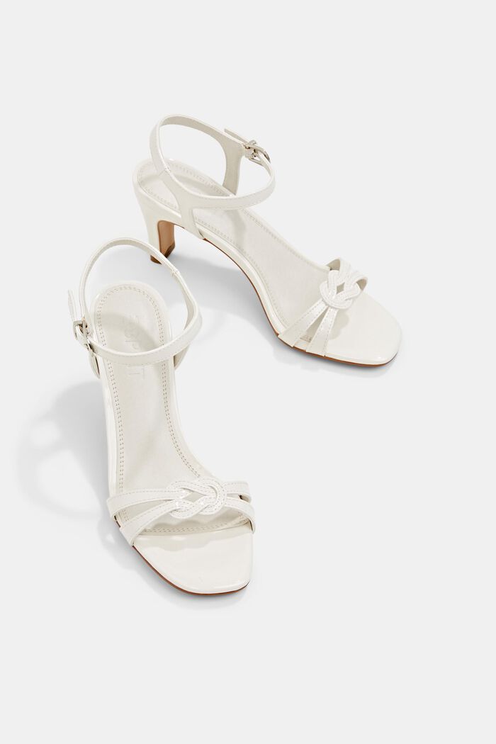 Heeled sandals in imitation patent leather, OFF WHITE, detail image number 6