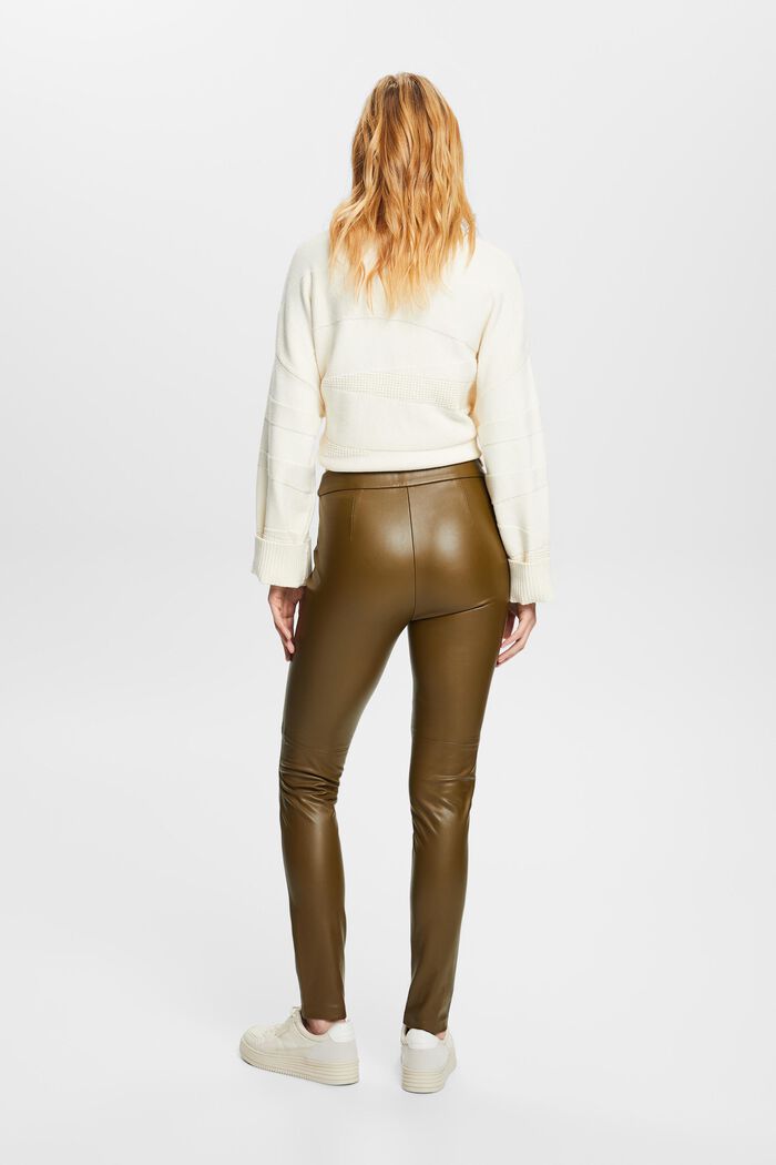 Faux leather trousers, DARK KHAKI, detail image number 3