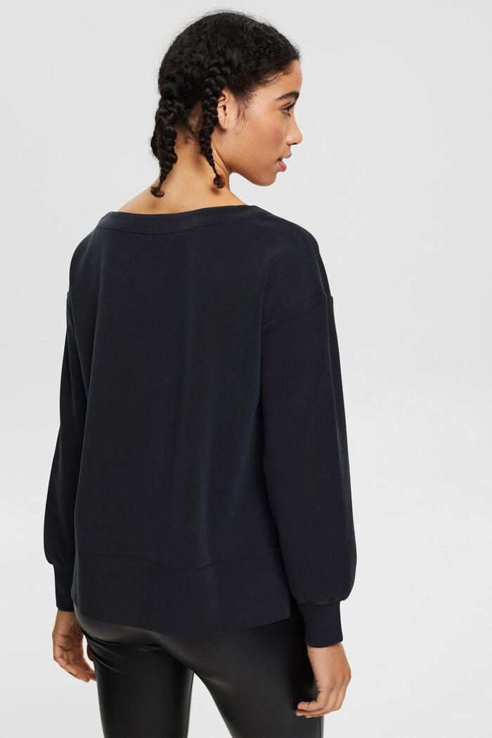 Containing TENCEL™: sweatshirt with side slits, BLACK, detail image number 3